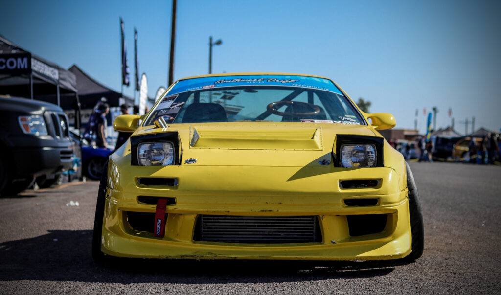 Yellow 240sx with negative camber